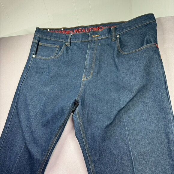 Linea Uomo Jeans Mens 42x30 Blue Relaxed Baggy Denim Skate Grunge Dark Wash‎ - Picture 2 of 16
